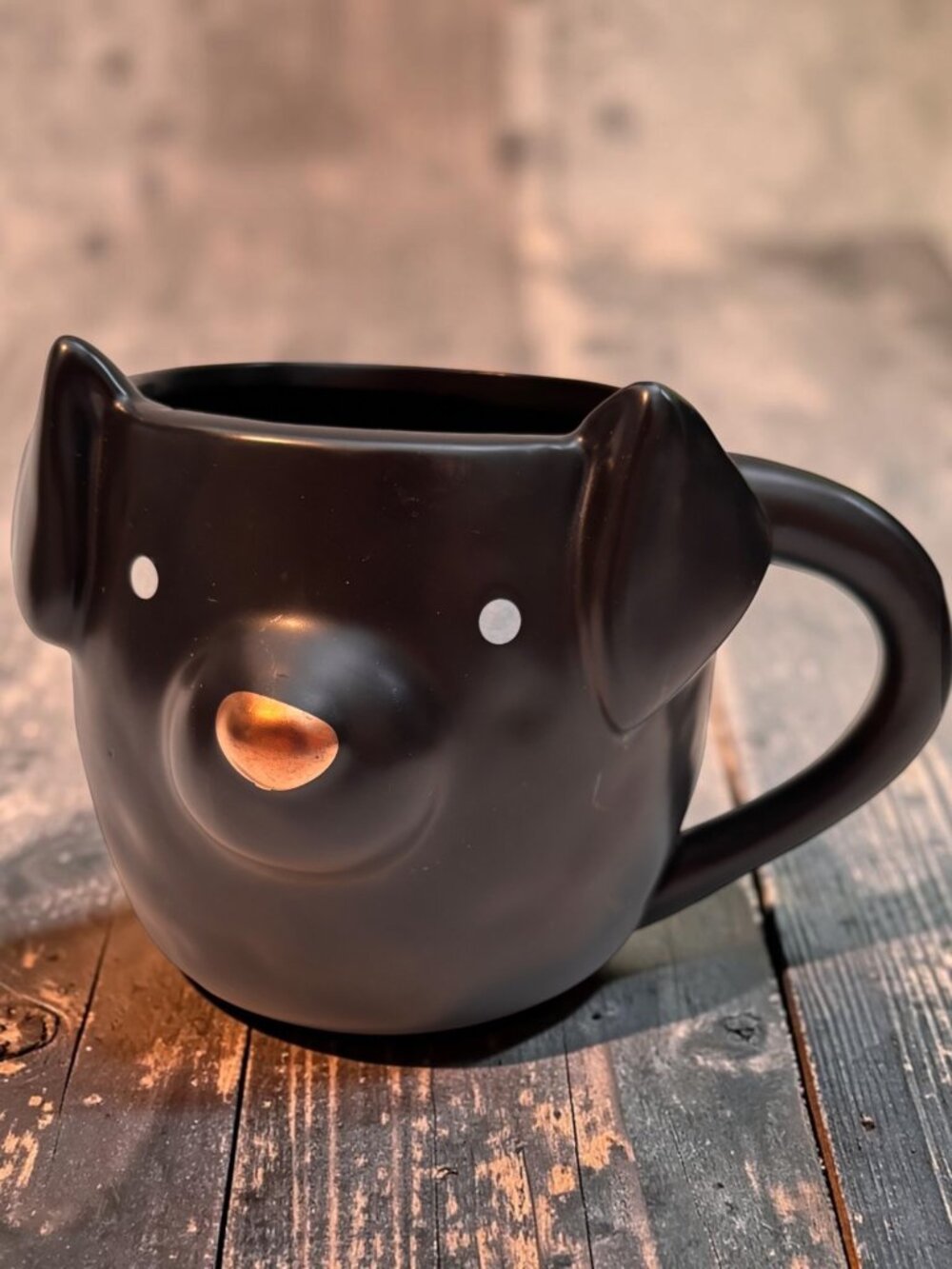 Dog-Themed Black Ceramic Mug 3-D Dishwasher Safe Food Safe Not Microwave Safe Cu